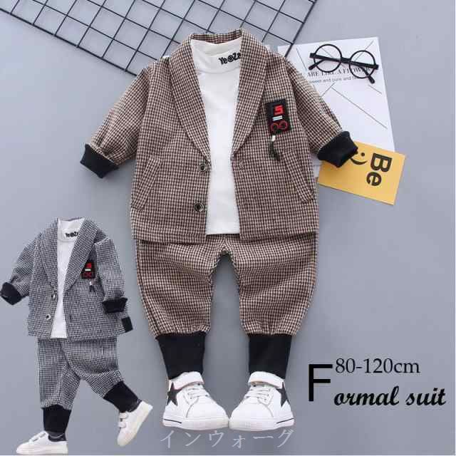 セット内容：ジャケット+パンツ+シャツ80-90-100-110-120CMカラー：グレー、ブラウン素材：ボリエステル、綿生産国：中国商品説明:セレモニースーツ ベビー服 子供服 キッズ フォーマル 