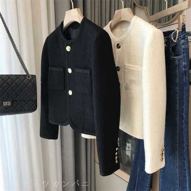 ツイードジャケット ノーカラージャケット コート ジャケット コート レディース 春 秋 ジャケット アウター ママスーツ フォーマル オフィスカジュアル 高級感 上品 素材感 お宮参ツイードジャケッ