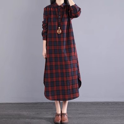 ワンピース シャツワンピース 膝下 袖あり 長袖 襟付き シャツカラー デザイン ボタン 美ライン ニュアンス サイドスリット 前開き ヴィンテージ風 カラバリ かわいい 大人可愛い きれいめ シンプ