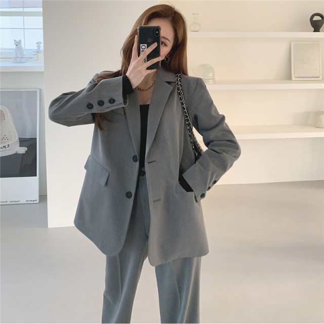 セットアップ スーツ 袖あり 長袖 襟付き タイト 細身 ストレート スマート 上下セット 2点セット ツーピース お得 シンプル かっこいい 大人可愛い 存在感 無地 春 夏 秋 冬 オールシーズン
