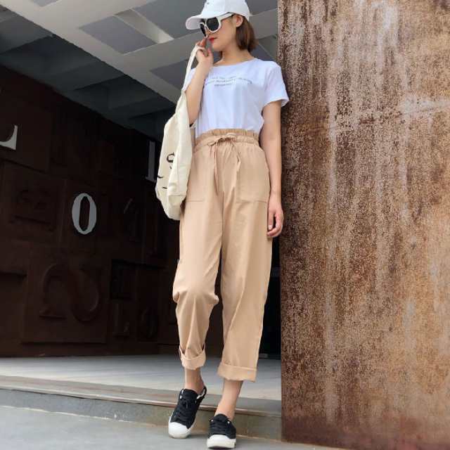 パンツ カーゴパンツ レディース 七分丈 薄手 ロング丈 ストレートパンツ 7分丈 長ズボン 無地 カジュアル 春 夏 韓国風 きれいめ