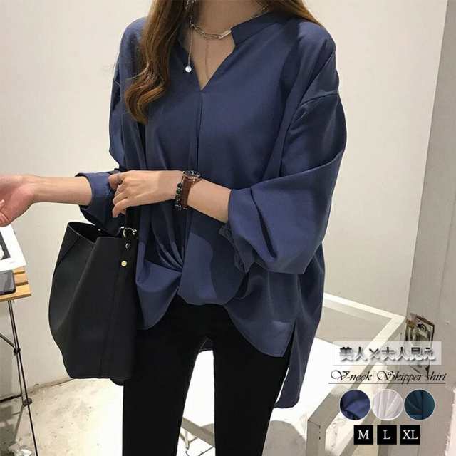 シャツ ブラウス レディース 長袖 コーデ 白 オフィス 春 秋 ビジネス パフスリーブ とろみ ゆったり お洒落 上品 大人 可愛い 通勤 OL 20代 30代 40代