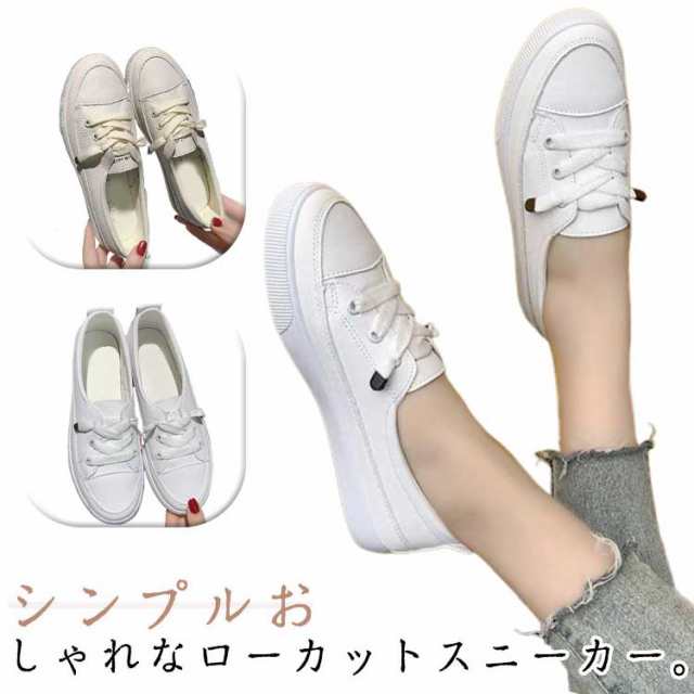 カジュアルシューズ 歩きやすい ローカットスニーカー スニーカー レディース シューズ 靴 23.0cm レースアップ フラットソール 学生 通学 軽量 22.5cm カジュアルシューズ 23.5cm