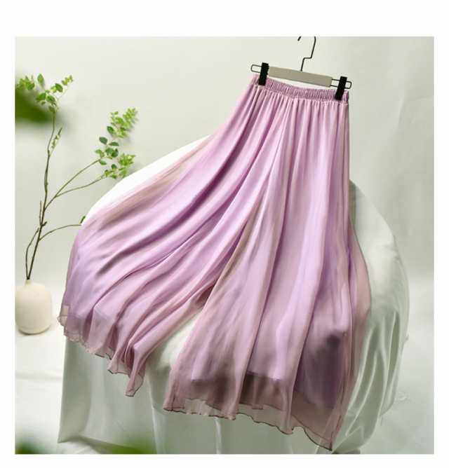 ボトムス パンツ ズボン ワイドパンツ ガウチョパンツ バギーパンツ ミモレ ミモレ丈 ロング ロング丈 9分丈 フレア セミフレア ワイド ガウチョ ハイウエスト シフォン ウエストゴム 異素材MI