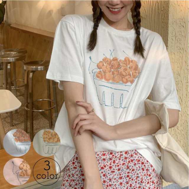 プリントTシャツ オーバーサイズ プリント ドロップショルダー 半袖 Tシャツ トップス レディース■n1254■【メール便限定送料無料】 韓国ファッション オールシーズン お洒落 カジュアル かわい